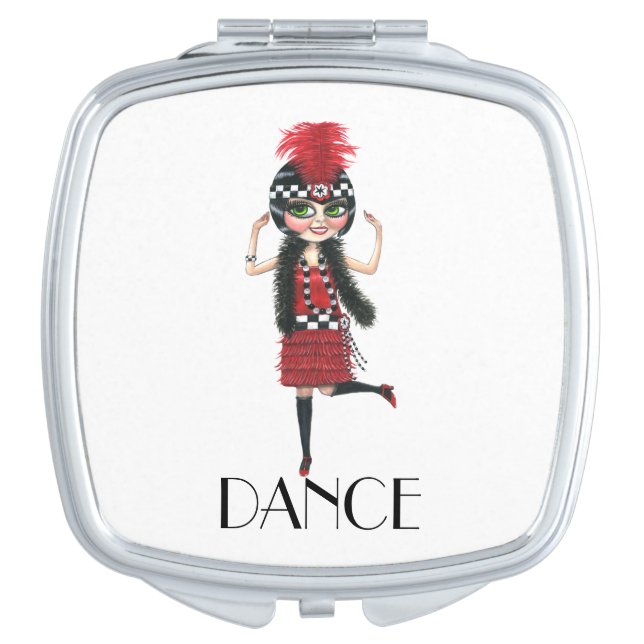 Dance 1920s Costume Big Eye Flapper Girl Compact Mirror (Front)