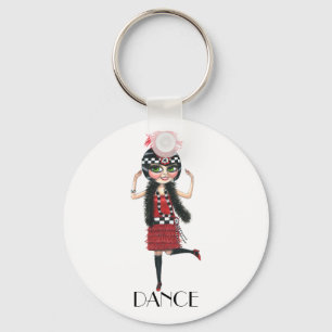 Dance 1920s Costume Big Eye Flapper Girl Keychain