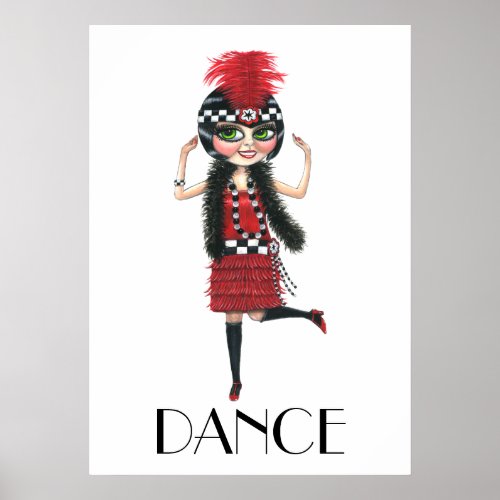 Dance 1920s Costume Big Eye Flapper Girl Poster