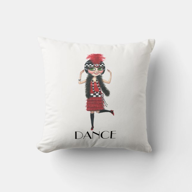 Dance 1920s Costume Big Eye Flapper Girl Throw Pillow (Front)