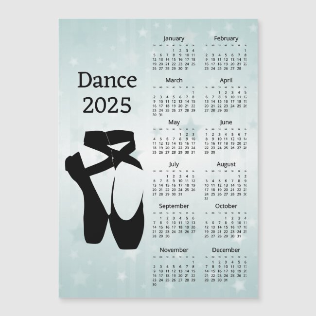 Dance 2025 Calendar Magnetic Card