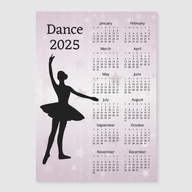 Dance 2025 Calendar Magnetic Card