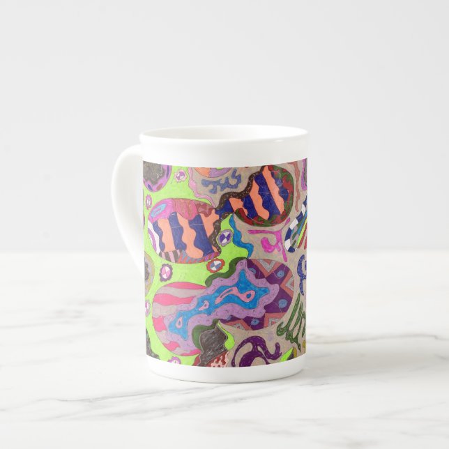 "Dance" Abstract Bone China Mug (Front Left)