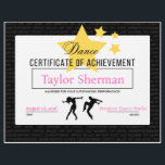 Dance Achievement Certificate Recital Award Stars Letterhead<br><div class="desc">Dance achievement! Whether it's the grand finale of an end-of-year dance competition, student award ceremony, a special recognition ceremony for your talented dancers, or a heartfelt gift to celebrate their accomplishments, our beautifully designed certificate is the perfect choice. Adorned with a striking black border and an enchanting silhouette of dancers...</div>