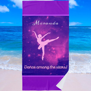 Dance Among The Stars Ballerina Galaxy Beach Towel