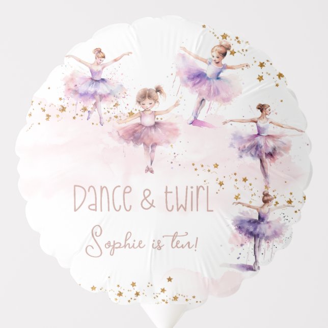 Dance and twirl ballerina birthday balloon (Front)