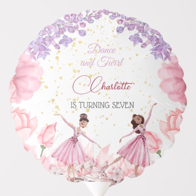 Dance and twirl ballerina birthday balloon (Front)