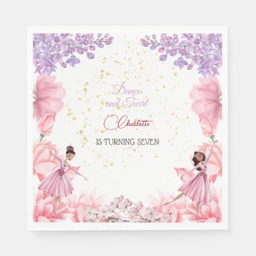 Dance and twirl ballerina birthday napkins