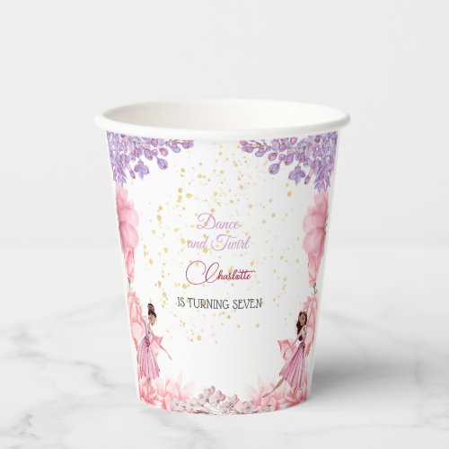 Dance and twirl ballerina birthday paper cups