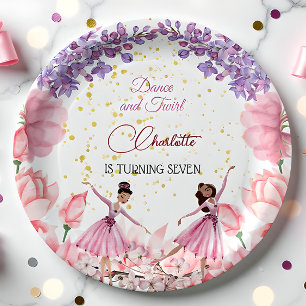 Dance and twirl ballerina birthday paper plates
