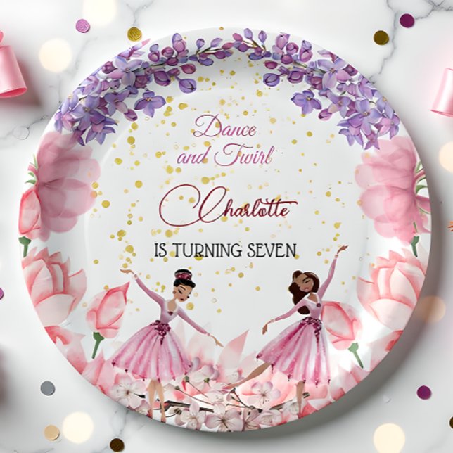 Dance and twirl ballerina birthday paper plates (Creator Uploaded)