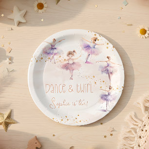 Dance and twirl ballerina birthday paper plates