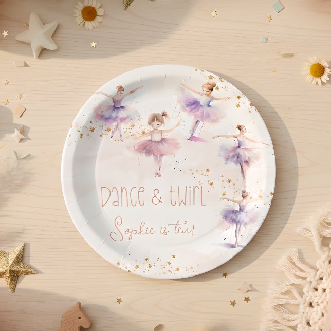 Dance and twirl ballerina birthday paper plates (Creator Uploaded)