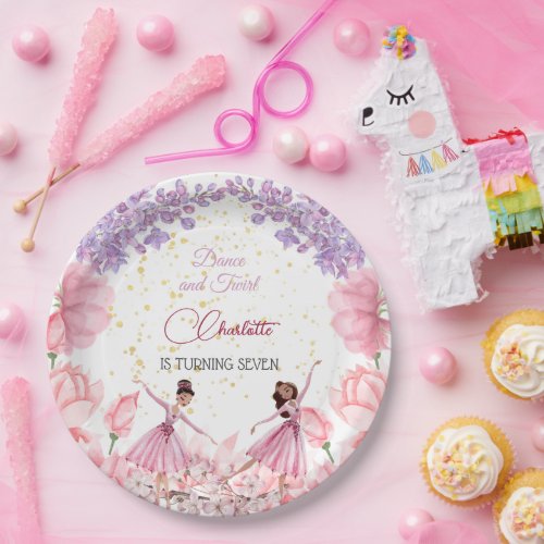 Dance and twirl ballerina birthday paper plates