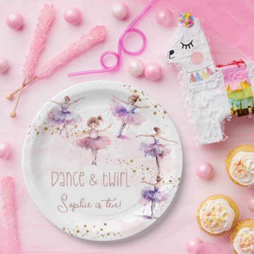 Dance and twirl ballerina birthday paper plates