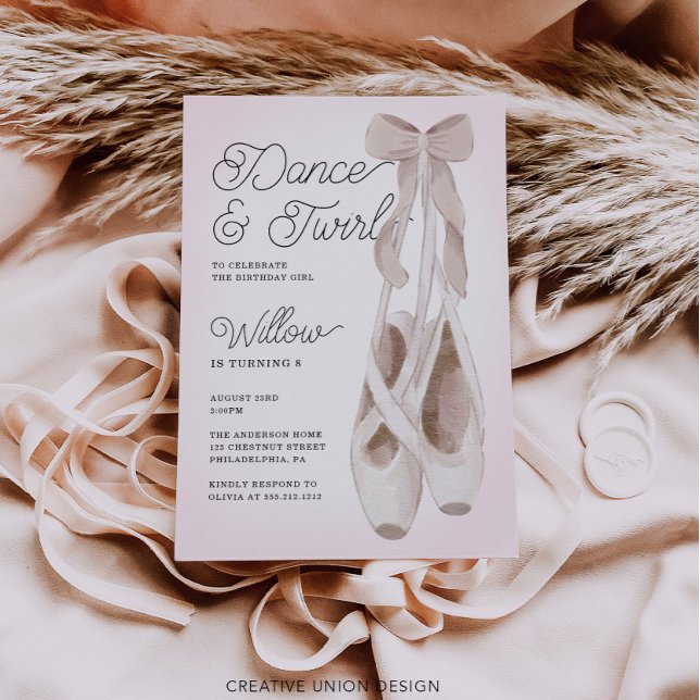 Dance and Twirl Ballerina Birthday Party Invitation (Creator Uploaded)