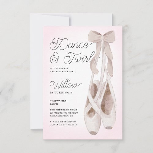 Dance and Twirl Ballerina Birthday Party Invitation