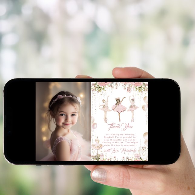 Dance and twirl ballerina magical photo Thank you Invitation (Front Digital)
