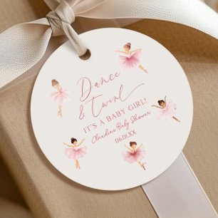 Dance and Twirl Ballerina Pink Ballet Baby Shower Favor Tags
