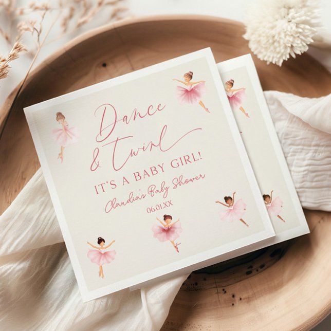 Dance and Twirl Ballerina Pink Ballet Baby Shower Napkins (Creator Uploaded)