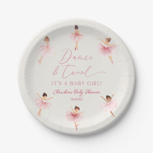 Dance and Twirl Ballerina Pink Ballet Baby Shower Paper Plates