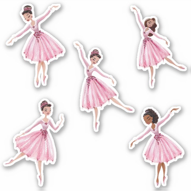 Dance and twirl ballerina pink dancers sticker (Front)