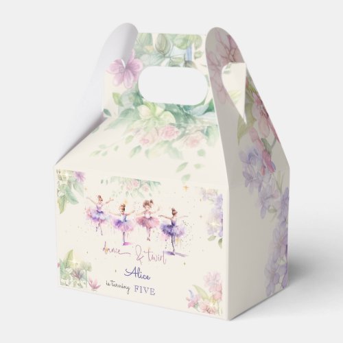 Dance and twirl ballerina watercolor birthday favor boxes