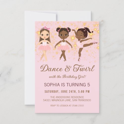 Dance and Twirl Ballet Birthday Invitation