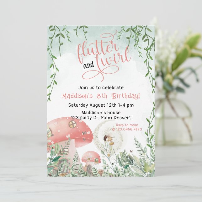 dance and twirl Birthday, Garden party Invitation (Standing Front)