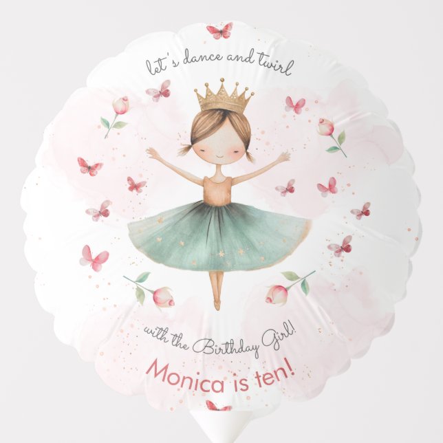 Dance and twirl cute ballerina ballet kid birthday balloon (Front)