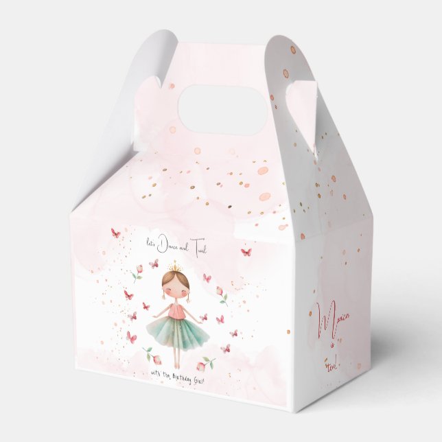 Dance and twirl cute ballerina ballet kid birthday favor boxes (Front Side)