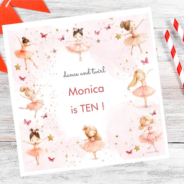 Dance and twirl cute ballerina ballet kid birthday napkins (Creator Uploaded)