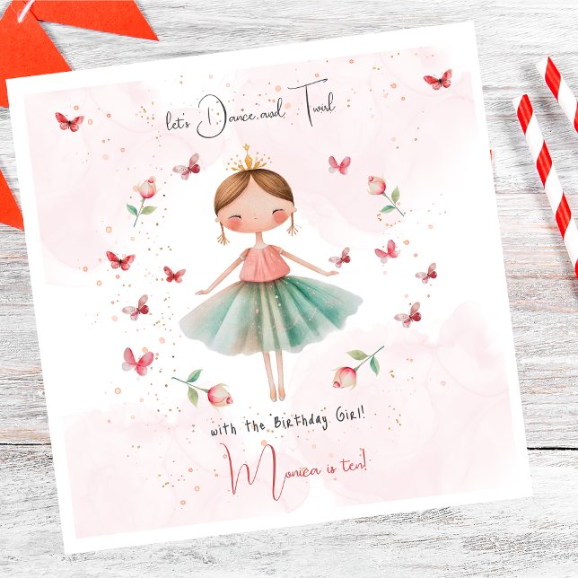 Dance and twirl cute ballerina ballet kid birthday napkins (Creator Uploaded)
