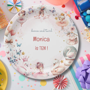 Dance and twirl cute ballerina ballet kid birthday paper plates