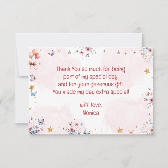 Dance and twirl cute ballerina ballet kid birthday thank you card (Front)