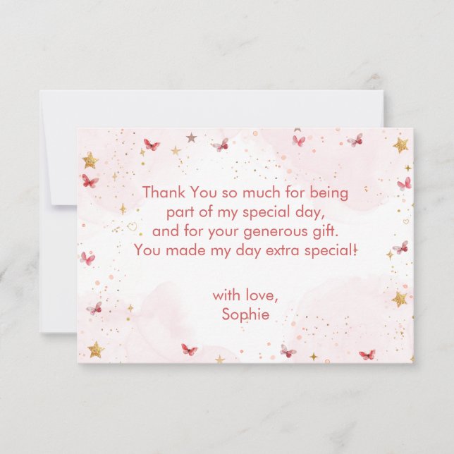 Dance and twirl cute ballerina ballet kid birthday thank you card (Front)