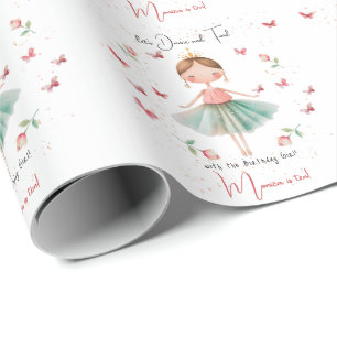 Dance and twirl cute ballerina ballet kid birthday wrapping paper