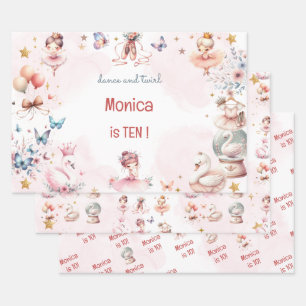 Dance and twirl cute ballerina ballet kid birthday wrapping paper sheets