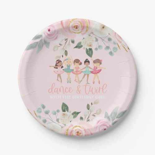 Dance and Twirl Floral Ballet Birthday Paper Plates