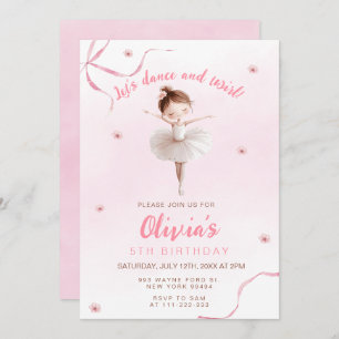 Dance and Twirl Little Ballerina Girl Birthday Invitation