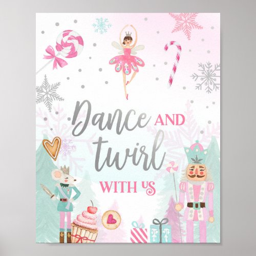 Dance and Twirl Nutcracker Ballerina Girl Silver Poster