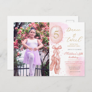 Dance and Twirl Pink girl Custom Photo Birthday  Postcard
