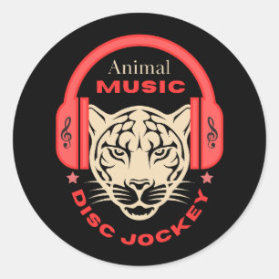 dance animal musical animals disc jockey cdj classic round sticker