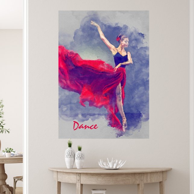 Dance Art, Dancer, Ballet, Red, Black Canvas Print (Dance Art, Dancer, Ballet, Red, Black Canvas Print)
