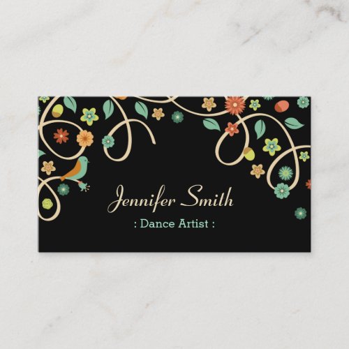 Dance Artist _ Elegant Swirl Floral Business Card