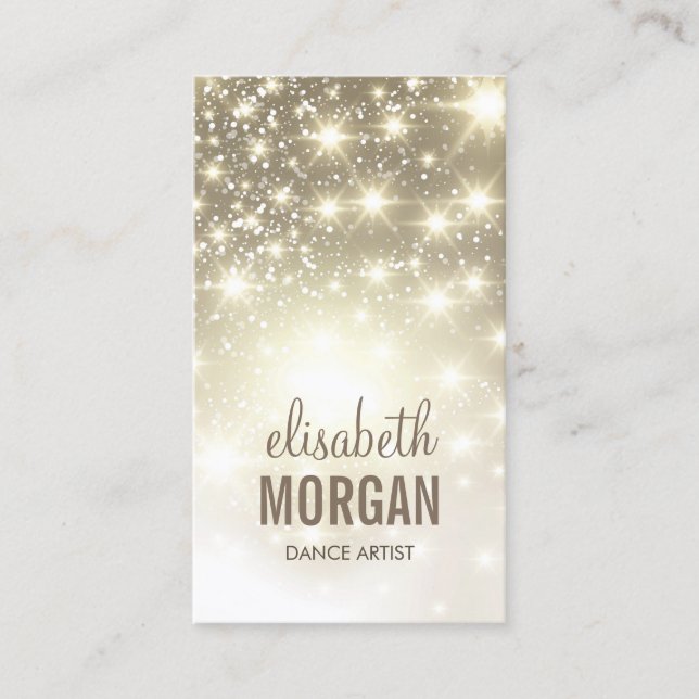Dance Artist - Shiny Gold Sparkles Business Card (Front)