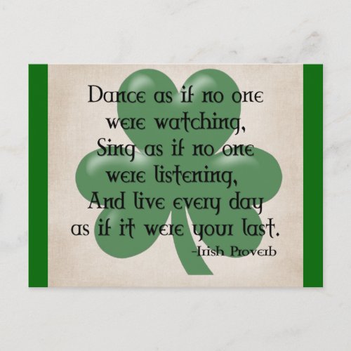 Dance as if  Irish Proverb Black Design Postcard