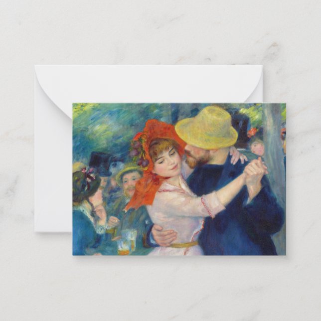 Dance at Bougival, 1883 by Pierre-Auguste Renoir Note Card (Front)