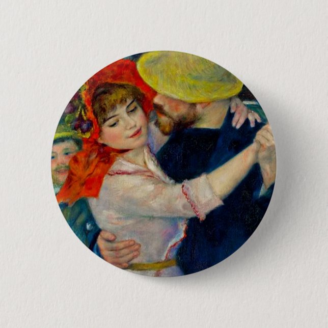 Dance at Bougival Pierre Renoir Button (Front)