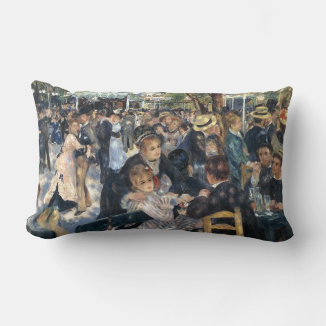 Dance at Le moulin de la Galette, Renoir Lumbar Pillow (Front)
